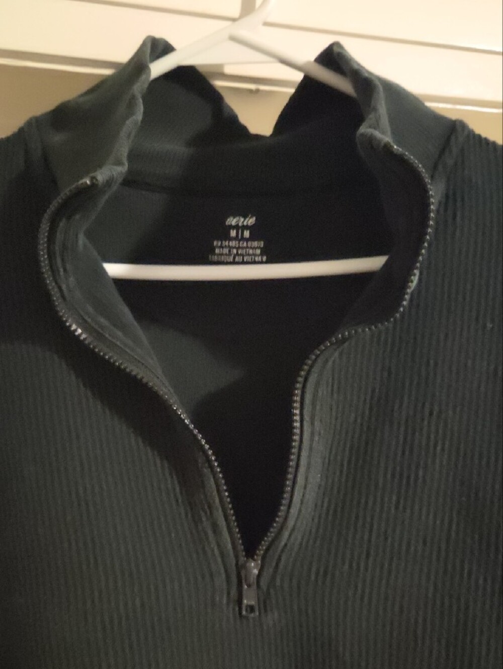aerie Womens Black Half-Zip Ribbed Pullover - Picture 2 of 12